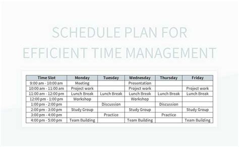 Image result for Time Management Plan Example
