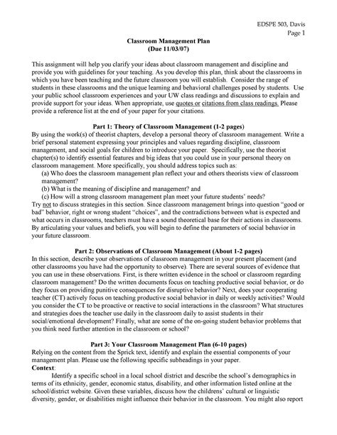 Classroom Management Plan - 38 Templates & Examples ᐅ TemplateLab