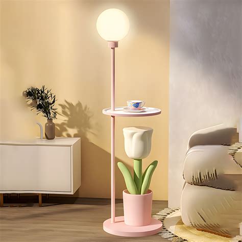 Vintage Tulip Floor Lamp | Lamp With Table Attached | Ping Lighting