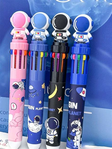 1pc Random Color 10-In-1 Astronaut Cartoon Ballpoint Pen For Coloring ...