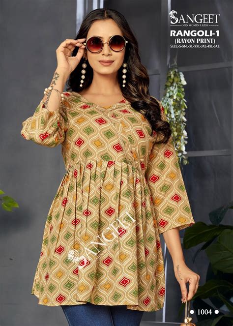 Sangeet Rangoli Vol 1 Rayon Printed Stylish Ladies Top Collection