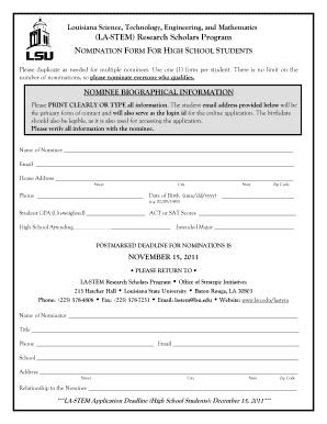 Fillable Online lsu lsu la stem form Fax Email Print - pdfFiller