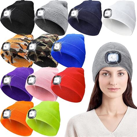 LED Light Beanie Hat with Night Flashlight, USB Rechargeable Headlamp ...