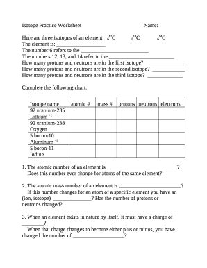 protons neutrons and electrons practice worksheet Doc Template | pdfFiller