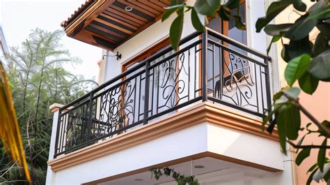 Indian Contemporary Balcony with Ornate Wrought Iron Railing
