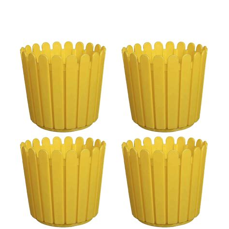GREENRI Fence 6 Inches (Pack of 4) Heavy Duty Plastic Planters Pots, UV ...