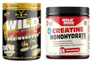 WILD BUCK Wild Pre-X3 Hardcore Pre-Workout Supplement powder, Energy ...
