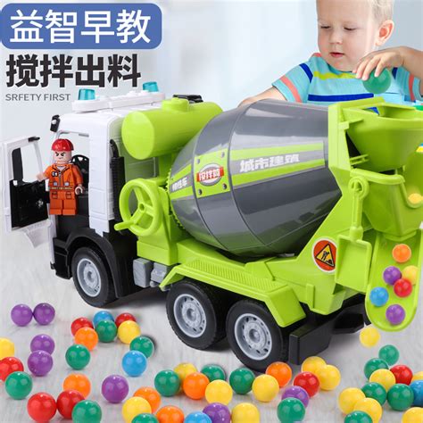 儿童工程车水泥搅拌车机玩具大号男孩垃圾混凝土罐车4-2岁3玩具车_虎窝淘