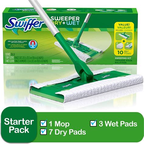 Amazon.com: Swiffer Sweeper Cleaner Dry and Wet Mop Starter Kit with ...