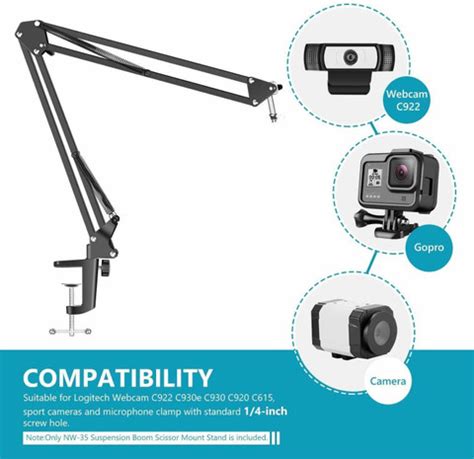MILLETS Webcam Stand,Webcam Clamp Mount Suspension Scissor Tripod ...