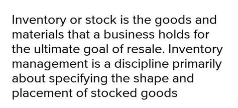 Define Inventory. What are the Different types of cost that require to ...