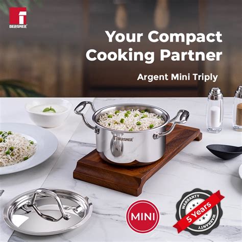 Bergner Argent-Mini Triply Steel Cook & Serve Casserole