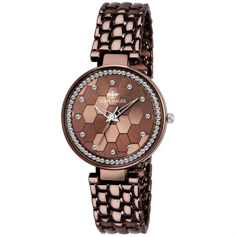 EDDY HAGER Stone Studded Watch - for Women EH-418-BR : Amazon.in: Fashion