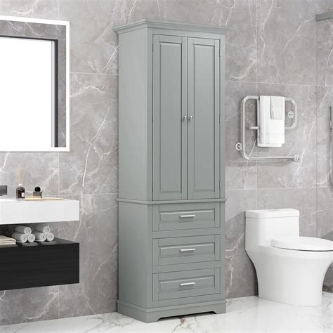 Amazon.com: ANTSKU Tall Bathroom Storage Cabinet, Freestanding Floor ...