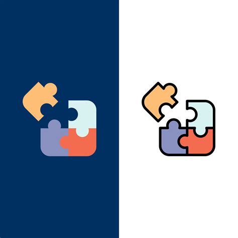 Business Game Logic Puzzle Square Icons Flat and Line Filled Icon Set ...