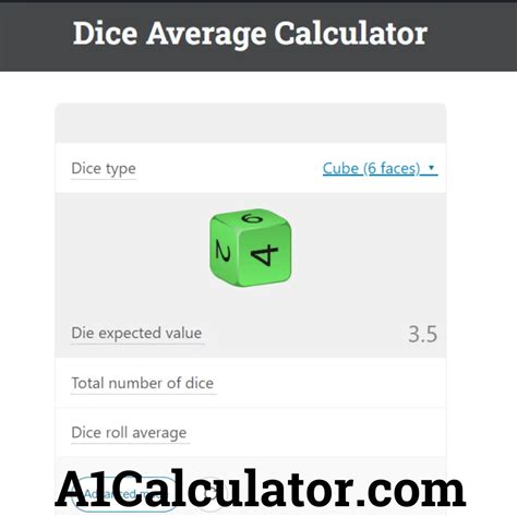 Dice Average Calculator - A1Calculator