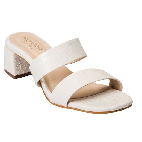White Open-Toe Stable Ren Block Heels For Women – Monrow Shoes
