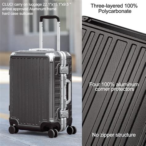 Buy CLUCI Carry On Luggage 22x14x9 Airline Approved Aluminum Frame Hard ...