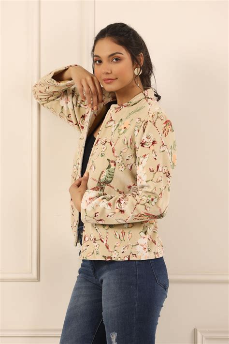 Printed women velvet jacket – Sanskruti Homes