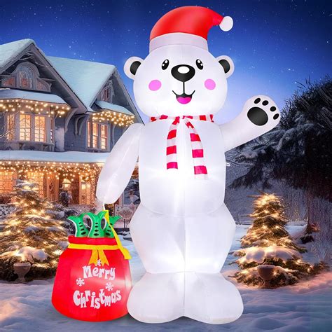 Amazon.com: FunFanso 8FT Christmas Inflatable Polar Bear Indoor Outdoor ...