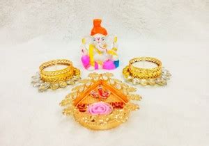 Style My Home Decorated Metal Pooja Thali Set | Ganesh Ji Idol Statue ...