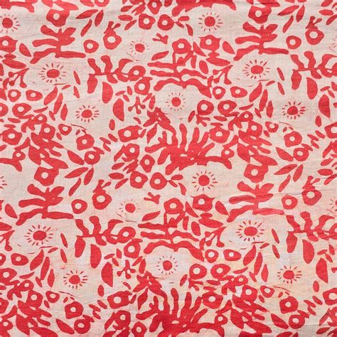 Pure Cotton Dabu Radical Red With Dark Radical Flower Jaal Hand Block ...