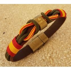 PULSERA NÁUTICO ESP, pulsera con cuero, cabo verde militar y bandera de ...