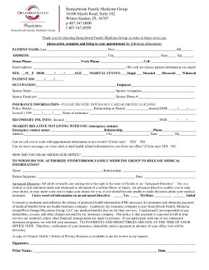 Fillable Online Patient Demographic Information - West Orange ...