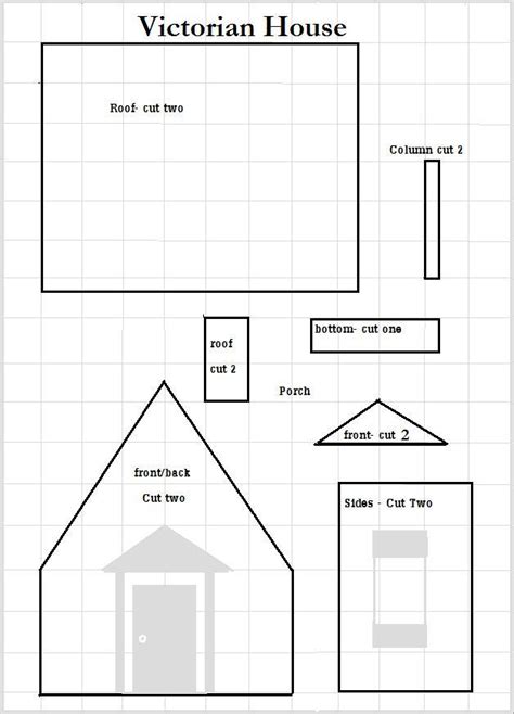 Blueprint Victorian Gingerbread House Template