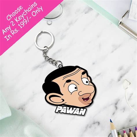 Mr. Bean Keychain Or Keyrings With Name - love craft gift