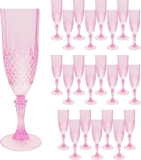 Amazon.com | Veiuwa 24 Pcs Pink Champagne Flutes - Plastic, Perfect for ...