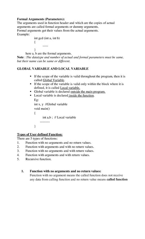 User defined functions - Formal Arguments (Parameters): The arguments ...