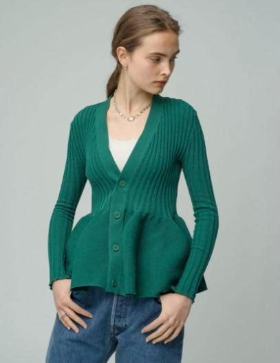 ロンハーマン 別注 CFCL POTTERY ペプラム カーディガン グリーン