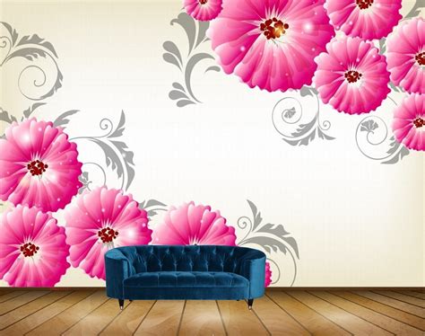 Avikalp MWZ1317 Pink Flowers 3D HD Wallpaper – Avikalp International ...