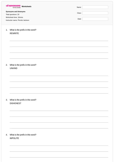 50+ Synonyms and Antonyms worksheets for Class 6 on Wayground | Free ...