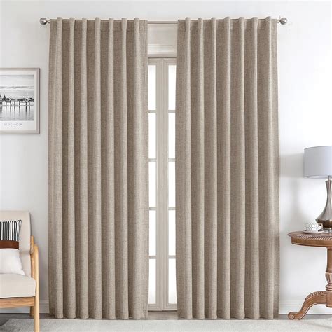 Amazon.com: Joydeco Blackout Linen Curtains 96 inches Long 100% ...