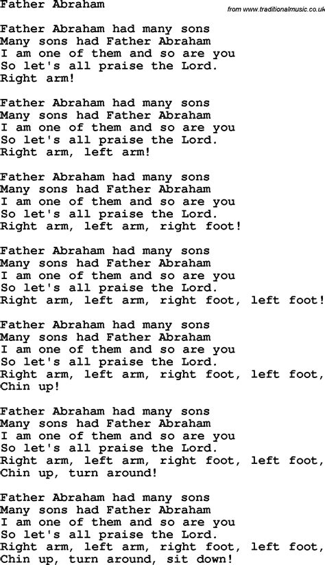 Christian Childrens Song: Father Abraham Lyrics