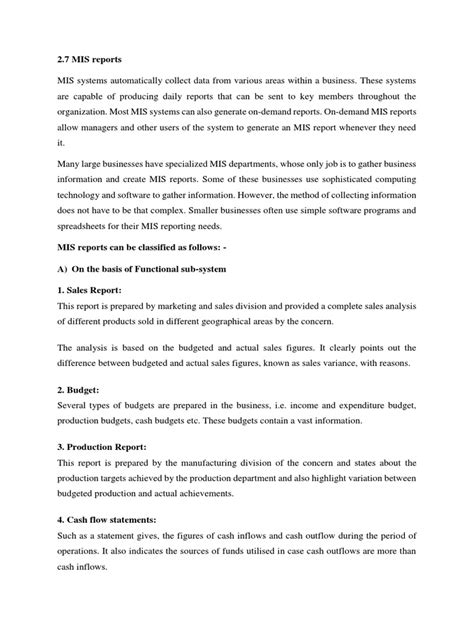 Image result for Mis Report Format