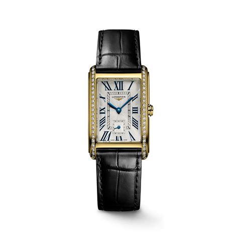 LONGINES DOLCEVITA 쿼츠, 18k 옐로우 골드, 실버 "플린케" 다이얼과, 스트랩 | LONGINES KR
