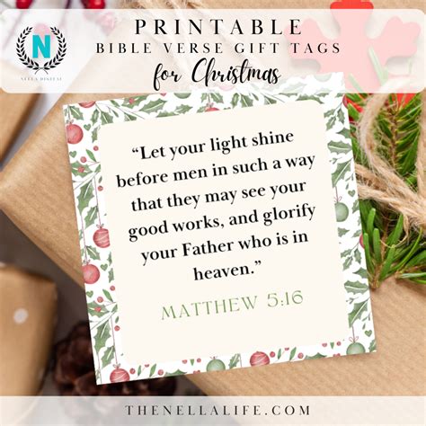 Lovely Printable Bible Verse Gift Tags for Christmas - The Nella Life