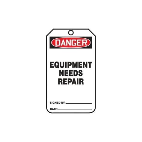 Accuform Safety Tags, DANGER EQUIPMENT NEEDS REPAIR, 5.75in x 3.25in ...