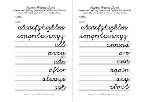 Left Handed Handwriting Worksheets - Printable And Enjoyable Learning