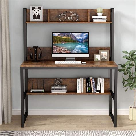 Buy TribeSigns Computer Desk, Home Office Desk Study Desk with Hutch ...