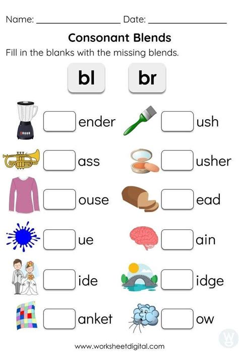 Consonant Blends Worksheets Printable
