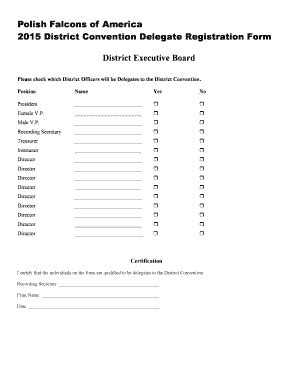 Fillable Online polishfalcons District Officers Convention Delegate ...