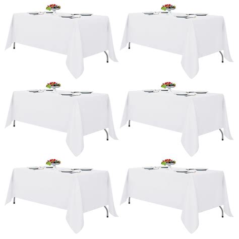 Fitable White Tablecloths for Rectangle Tables, 6 Pack - 70 x 120 ...