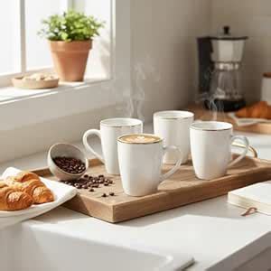 Buy Femora 22k Liquid Gold Line Design Ceramic Coffee Mug, Tea Cups Set ...