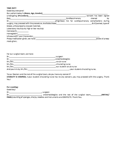 Image result for Time Out in Operating Room Example