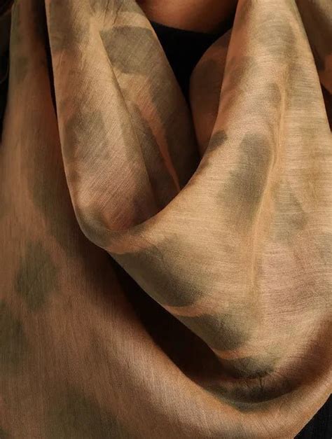 Clamp Dyed Stole - Elegant Brown Chanderi Silk Accessory – Charkha Tales
