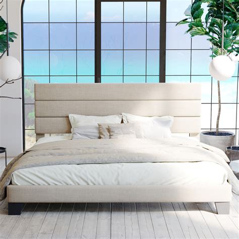 Latitude Run® Elison Platform Bed with Fabric Upholstered Headboard and ...